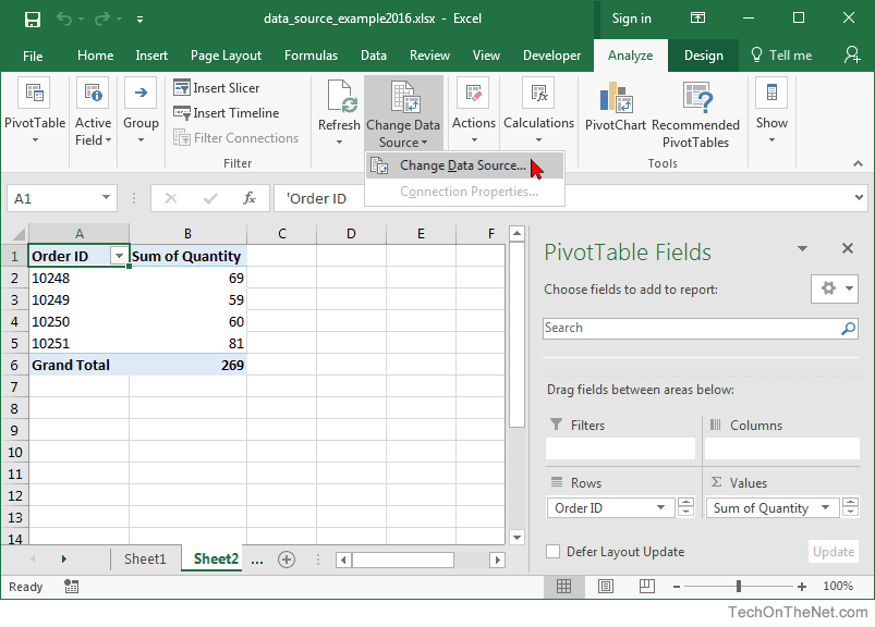 select data from excel table